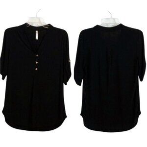 PerSeption Concept Black V Neck Blouse Top Size 2X